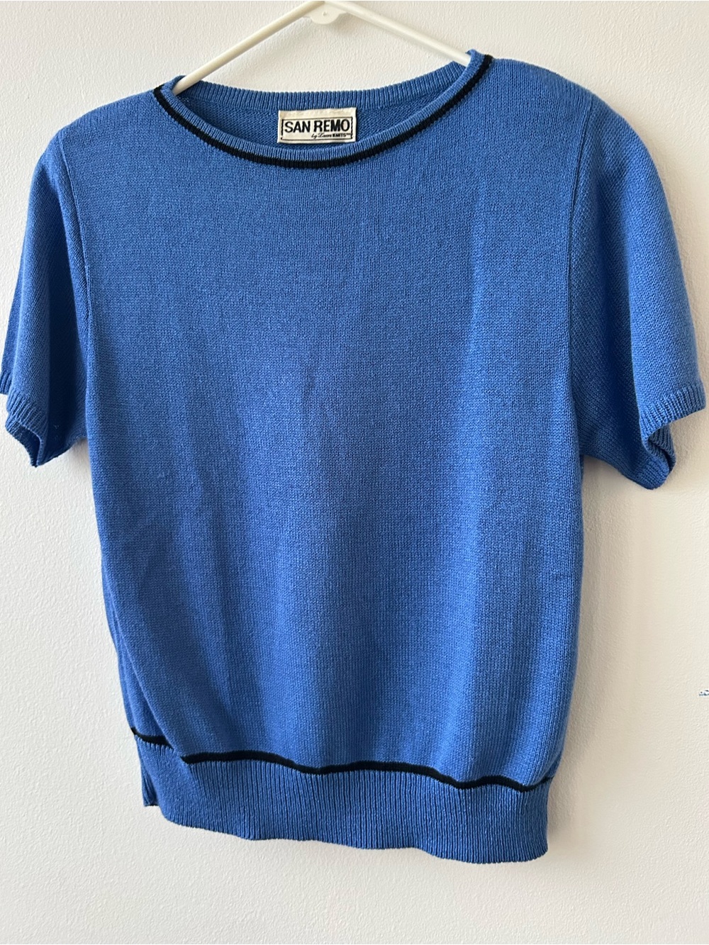San Remo Short-Sleeve Knit Sweater in Bright Blue